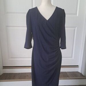 IHot Sexy V Neck  Navy Blue  Wrap Ruched lBodycon Party/Work Dress XL NWT